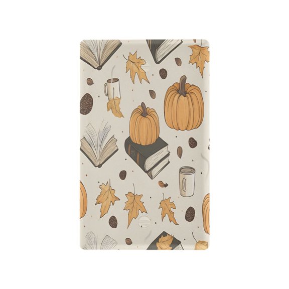 Yayeee Blank Wall Plate Cover 1-Gang 4.5"x2.7" Home Unused Decorative Outlet, Beige Fall Books