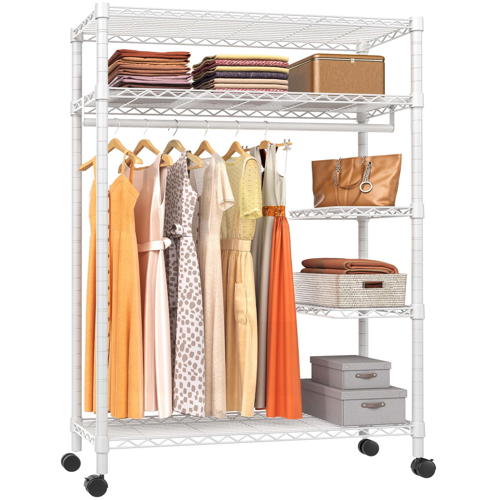 VIPEK V11S Metal Garment Rack Height Adjustable 5 Tiers Clothes Rolling