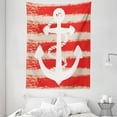 thumbnail image 1 of Anchor Tapestry, Vintage Seascape Boat Anchor with Rope Stripes Art Nautical Print, Wall Hanging for Bedroom Living Room Dorm Decor, 60W X 80L Inches, Vermilion Cream and White, by Ambesonne, 1 of 2