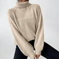 thumbnail image 2 of HAPIMO Women's Long Sleeve Sweater Casual Turtleneck Chunky Knit Loose Oversized Pullover Winter Solid Jumper Tops Teen Girls Clothes Khaki L, 2 of 6