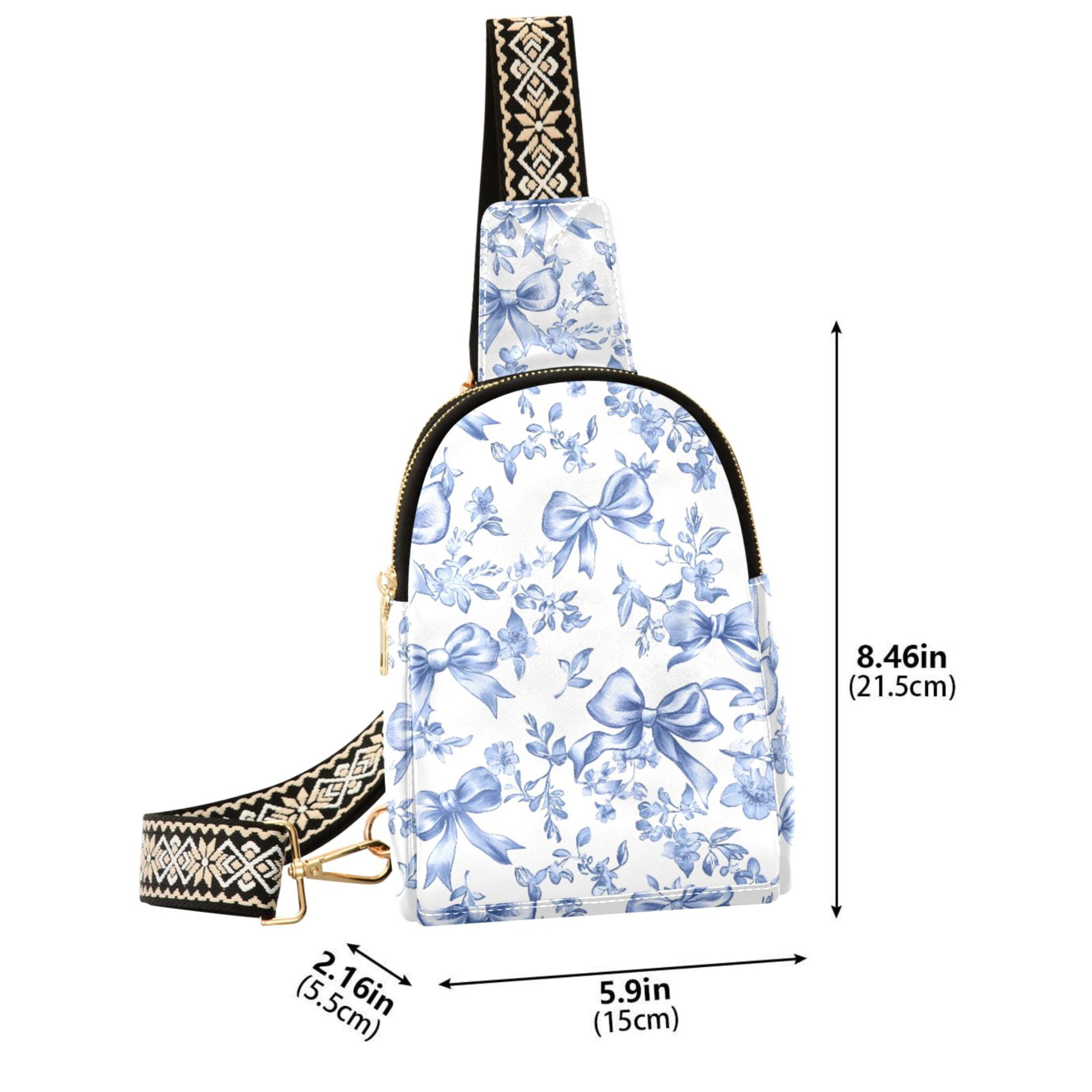 ALAZA Vintage Bows Blue Sling Bag for Women Men Waterproof Crossbody Chest Bags