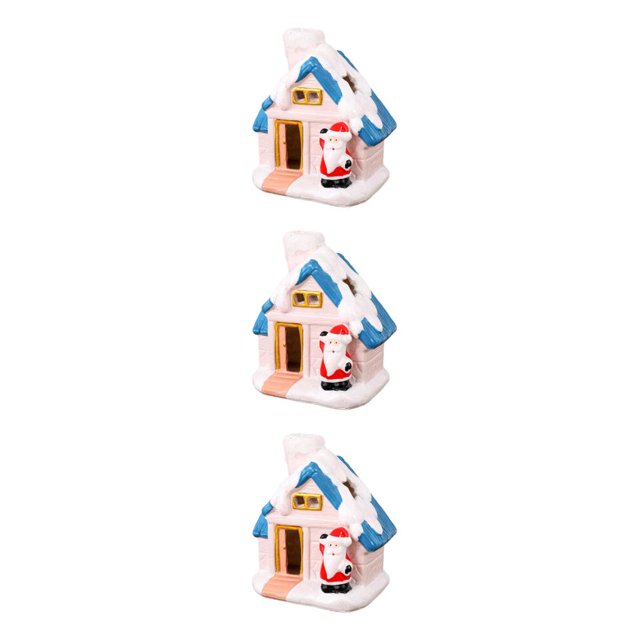 Maytalsory Resin Christmas Scene Snow House LED Decoration Desktop Village Set House Santa 3Set