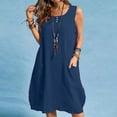 thumbnail image 4 of RWJDXD Robes Courtes Décontractées Unies pour Femmes 2024 Mode Été Robe Midi Élégante Vintage, 4 of 6