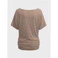 thumbnail image 2 of Womens Short Sleeve Boat Neck Side Shirring Dolman Drape Top, 2 of 6