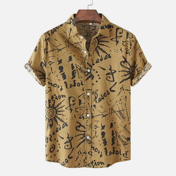 Palato Mens T Shirts,Men Hawaiian Short Sleeve Beach Shirt Printed Summer Casual Button Down Shirts