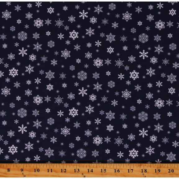 Cotton Santa's List Snowflakes Snow Winter Christmas Seasonal Holiday Midnight Cotton Fabric Print by the Yard (676MIDNIGHT)