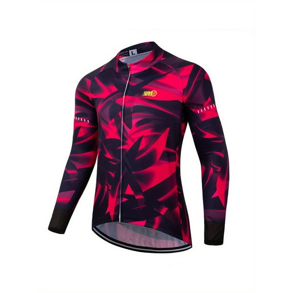 Fashion Gradient Long Sleeve Cycling Jersey Tops for Men And Women Cycling Jersey Jacket with Zipper Three Pockets for Spring, Summer And Autumn Seasons