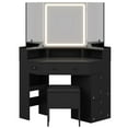 thumbnail image 4 of Toogaho Vanity Desk with Mirror and Lights, Makeup Table Set with Chair, 2 Drawers, Shelf, Storage Stool, Charging Station, Vanity Table for Bedroom,Black, 4 of 8