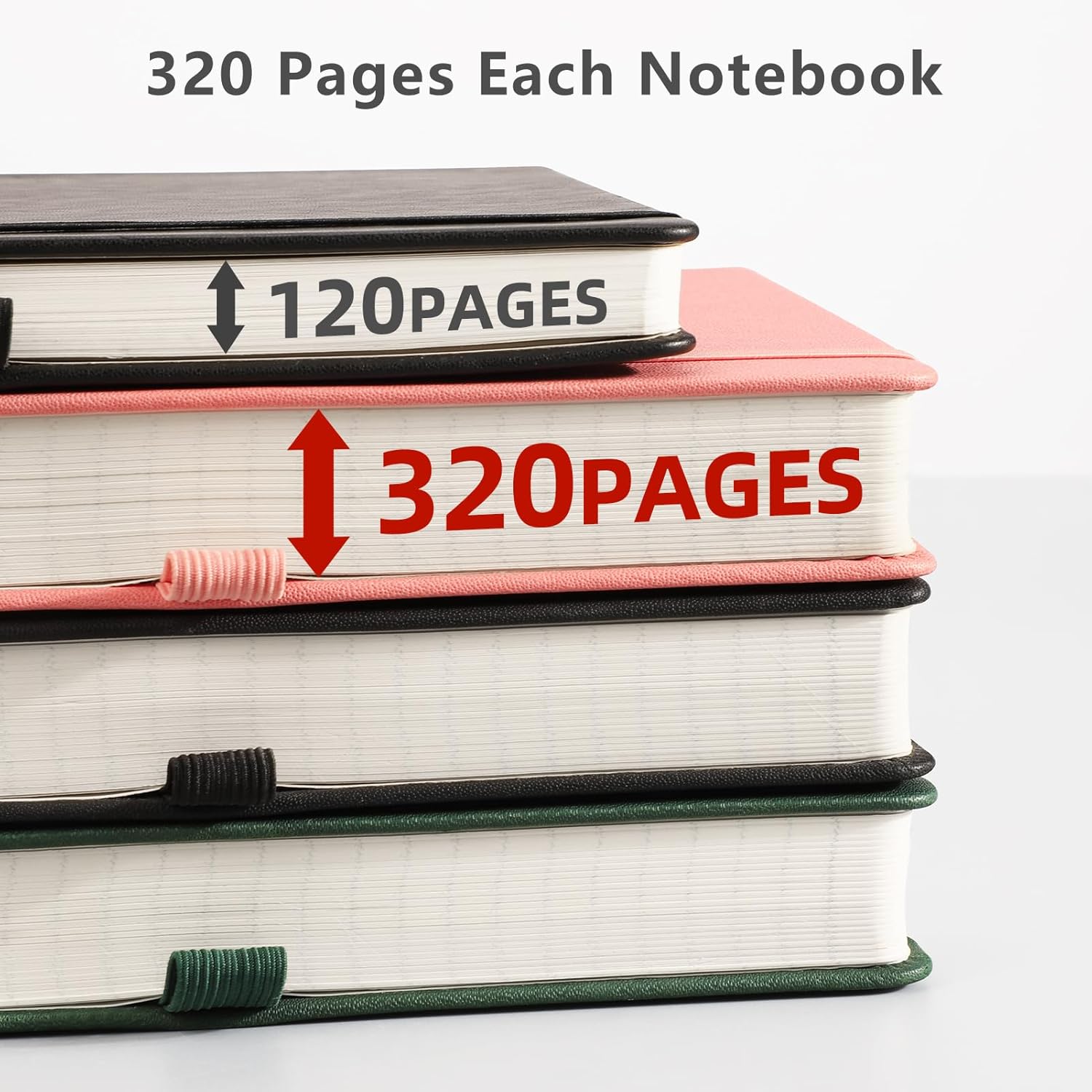 Lined Journal Notebook - 320 Numbered Pages Thick Journal for Women A5 Notepad College Ruled, 100gsm Paper, Leather Hardcover, for Men Writing Work Office School, 5.75'' X 8.38''-Green