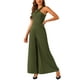 thumbnail image 2 of INSPIRAR CHIC Mono de Cuello Cruzado para Mujeres, Pantalón Ancho Sin Mangas, Mono de Largo Completo en Verde Militar, 2 of 4