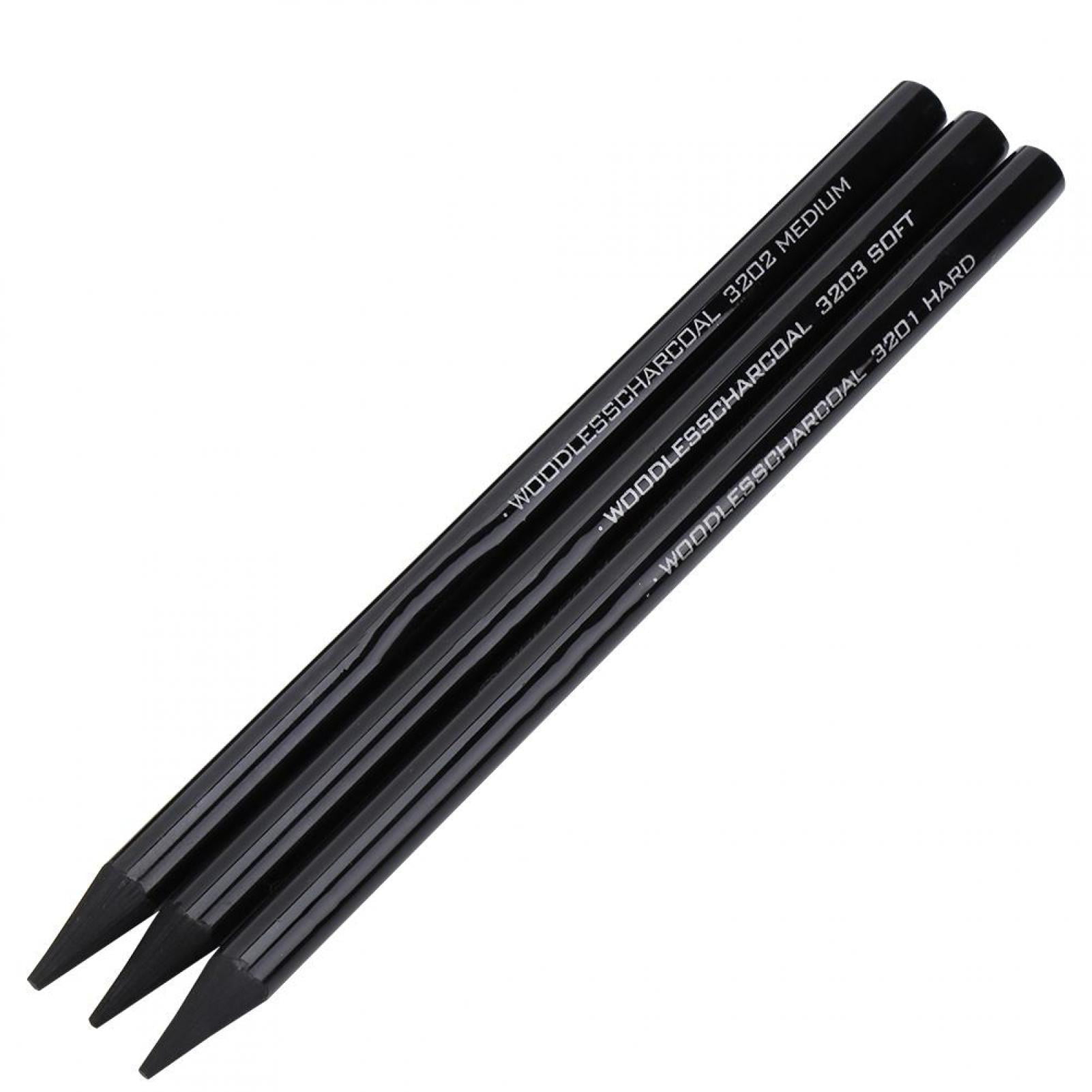 3pcs/set Pure Carbon Sketch Pens Woodless Charcoal Pencil Set Drawing Tool 