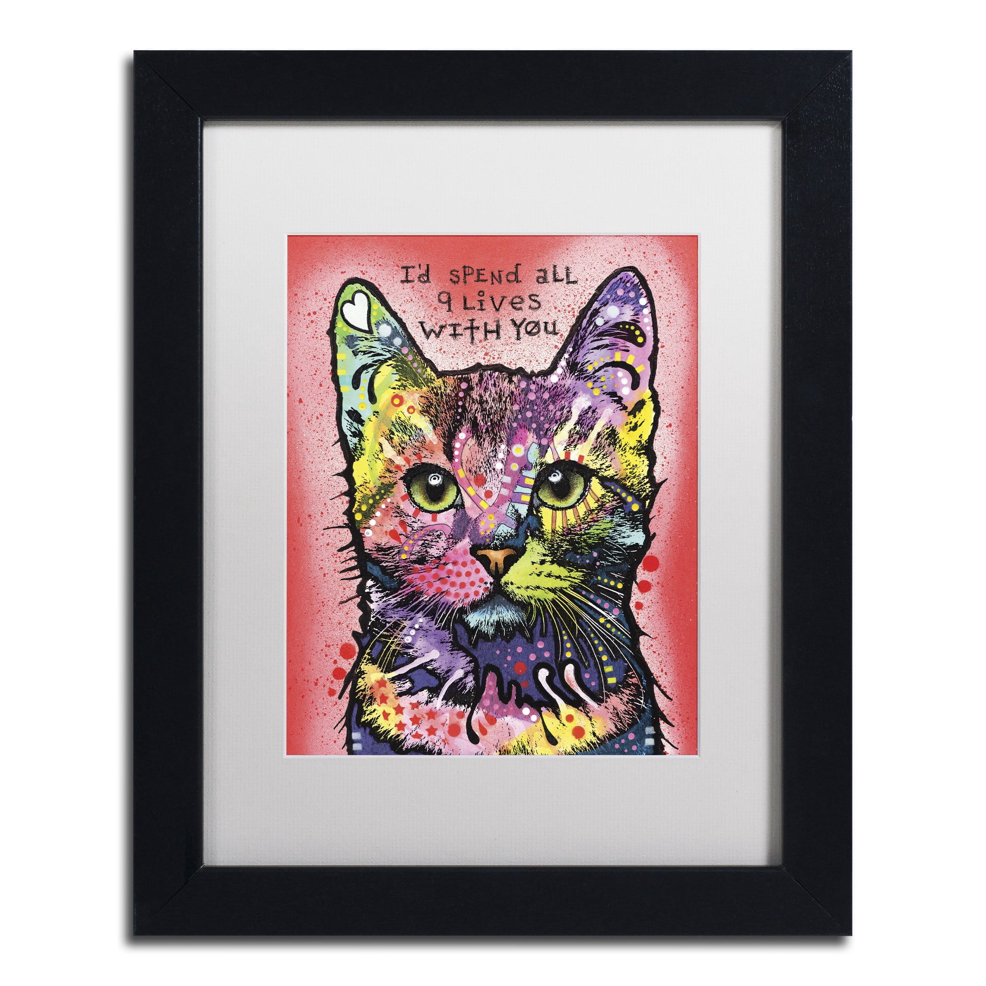 Trademark Fine Art '9 Lives' Canvas Art by Dean Russo, White Matte, Black Frame
