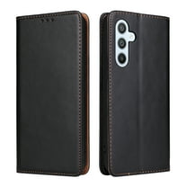 Wallet Case For Samsung A15, Luxury Premium Leather Flip Strong Magnetic Closure [Kickstand][RFID Blocking][Card Holder Slots] Retro Shockproof Phone Cover For Samsung Galaxy A15, Black