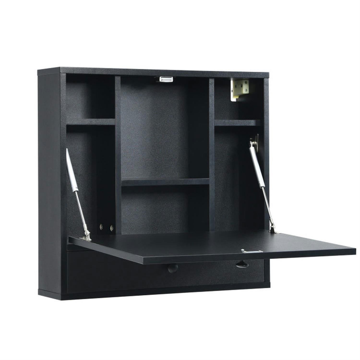 Demi Bonn Wall-Mount Floating Desk, Foldable Space Saving Laptop Workstation for Laptops, Books, Tablets, and Art, Black