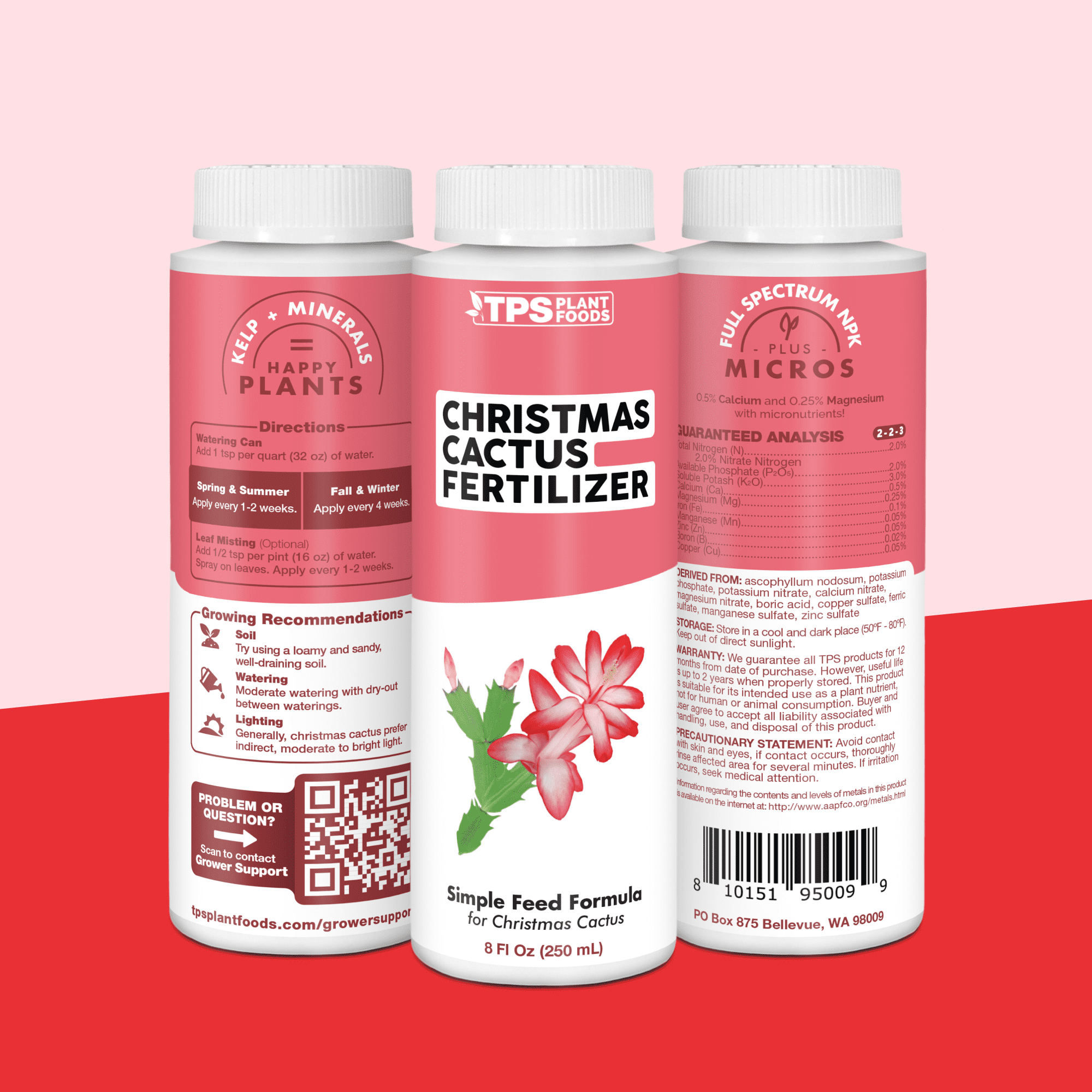 Christmas Cactus Fertilizer for All Christmas Cacti and Schlumbergera Cacti, Liquid Plant Food, 32 oz (1 Quart)