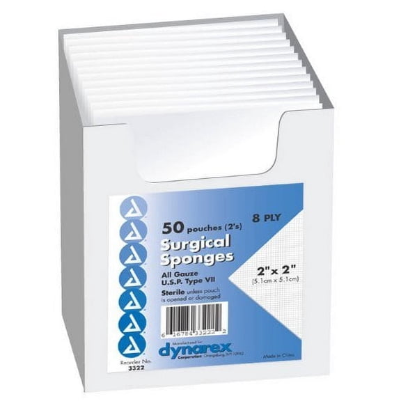 Dynarex 3322 Surgical Gauze Sponges Sterile-300/Case