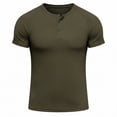 thumbnail image 4 of Man Solid Color Casual Fashion Half-button Opening And Closing Round Neck Short Sleeves Top, 4 of 6
