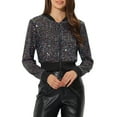 thumbnail image 1 of INSPIRE CHIC Women's Sequin Sparkle Zipper Cropped Bomber Jacket Rainbow L, 1 of 5