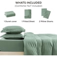 thumbnail image 6 of Duvet Cover King Size with Fitted Sheet - 4 Pieces Prewashed Cotton-Like Extra Soft Bedding Set, Includes 1 Duvet Cover 104x90 Inches, 2 Pillow Shams, 1 Fitted Sheet, Sage Green, 6 of 6