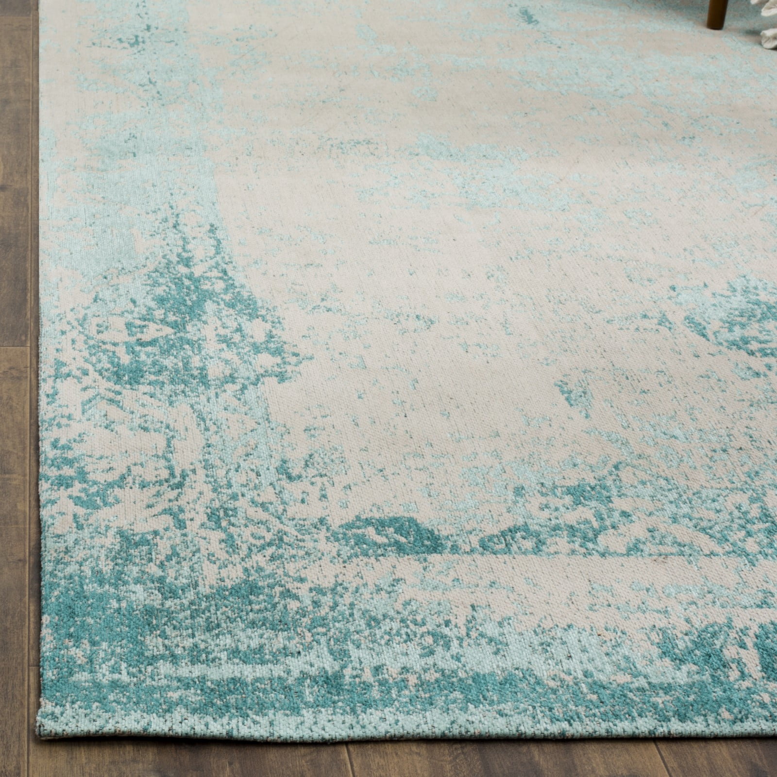 SAFAVIEH Classic Vintage Peter Overdyed Border Cotton Area Rug, Turquoise, 3' x 5'