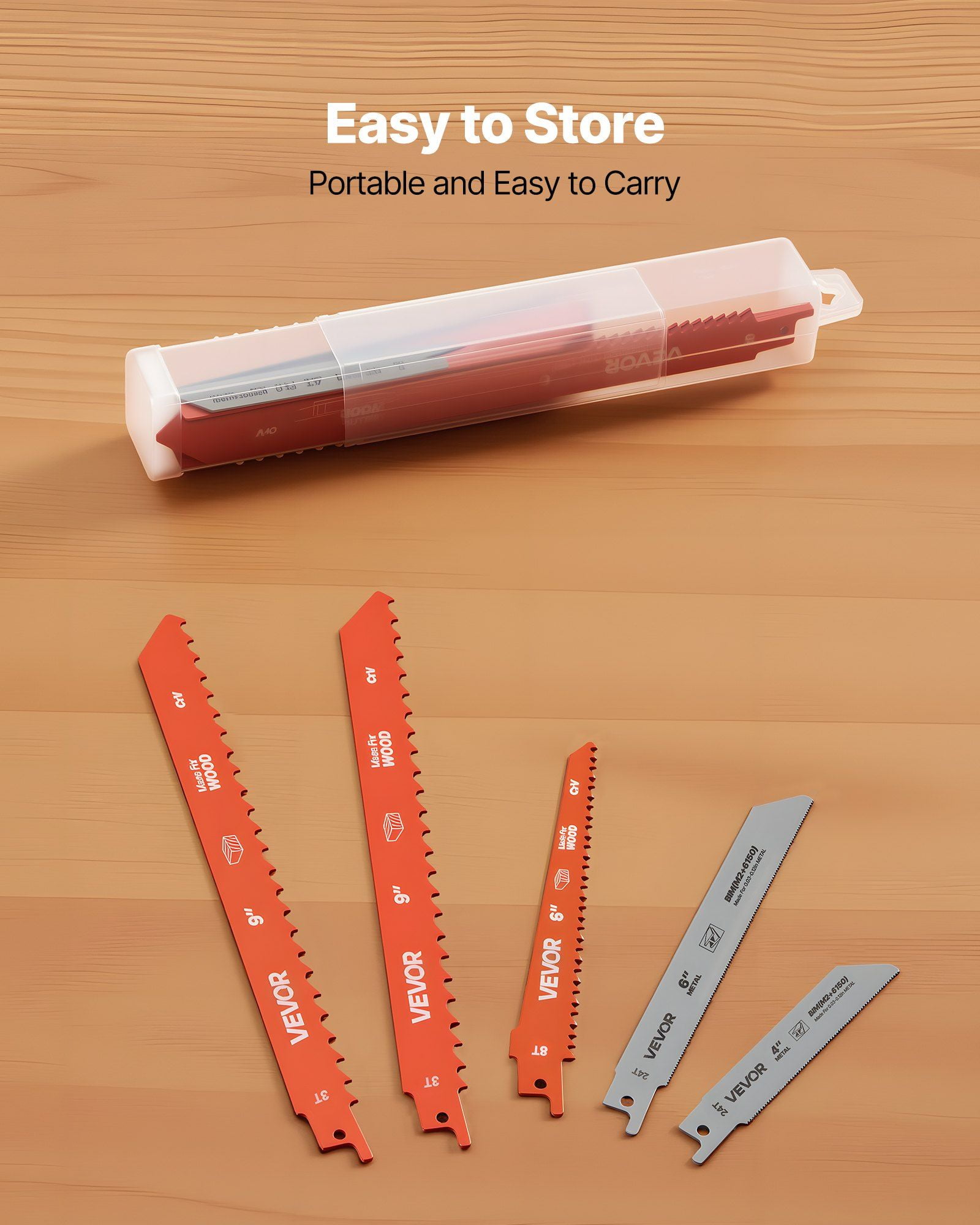 Reciprocating Saw Blades, 32-Piece, Various Sizes Bi-Metal Reciprocating Saw Blade Set with Universal Shank, for Metal and Wood Cutting, Sharp Teeth for Fast and Smooth Cuts, Orange and Gray