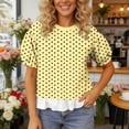 thumbnail image 5 of Fewfanhot Womens Tops Puff Sleeve Crewneck T Shirts Dressy Casual Blouses Spring Outfits Fashion Clothes, 5 of 6