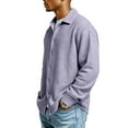 thumbnail image 4 of Dwellite Men's Button Down Shirt 2026 Spring Fashion Jacket Casual Long Sleeve Lightweight Solid Color Shirts Light Purple 2XL, 4 of 7