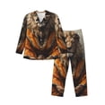 thumbnail image 1 of Fotbe Jungle Meditating Lion Pijama de Hombre con Estampado de Manga Larga, Conjunto de 2 Piezas, Ropa de Dormir Suave y Cómoda con Bolsillos-Small, 1 of 7