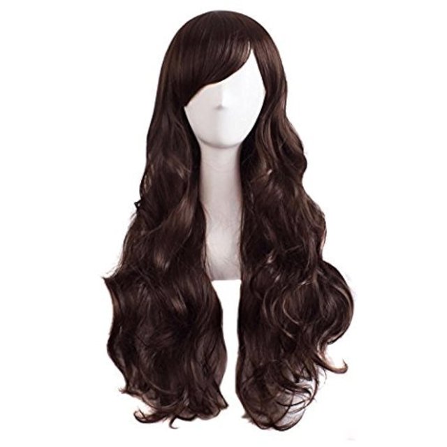 LinYooLi 28 Pouces/70 cm Perruque Synthétique Cheveux Longs Bouclés (Brun Blond Mélangé)