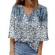 thumbnail image 1 of Gibobby Playera Corte clásico para MujerCamiseta informal con estampado manga corta y cuello en V para mujer(Azul,CH), 1 of 4