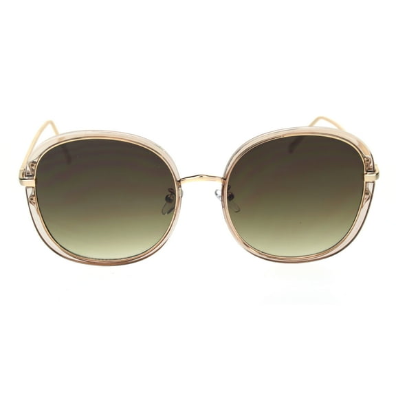 Giselle Round Double Rim Designer Fashion Mod Sunglasses Beige Brown