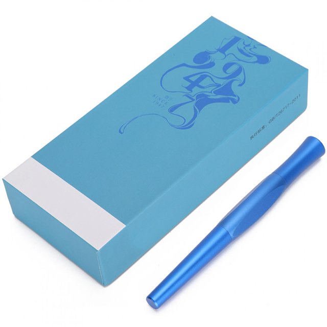 Pluma Estilográfica De Aleación De Aluminio, Juego De Pluma En Caja De Tipo Azul, Para Escribir Regalos De Escritura Comercial Pluma Exquisita Amonsee Fountain Pen