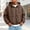 Brown, variant on IUYRTFE Men's Half High Collar Waterproof Windbreaker Jacket with Drawstring Hood for Outdoor Travel Daily Wear