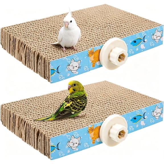 2-Pack Paper Bird Toys, Parrot Perch Platform, Parrot Toy, Cardboard Bird Cage Stand for Claw Grooming & Stress Relief, Reduces Boredom – Suitable for Budgies, Cockatiels, Lovebirds, and Other Small