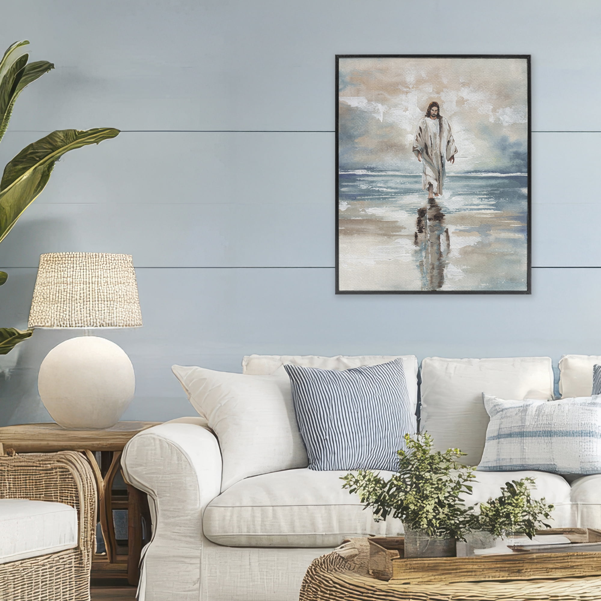 Stupell Industries Jesus on Water Black Framed Giclee Art, design by Elizabeth Medley