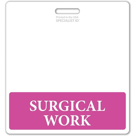 5 Pack - Oversized Surgical Work Badge Buddy Horizontal - XL Badge Buddies for Surgeons - 3 3/8 X 4 1/8 Role Identification Badge Backer Card - USA Printed by Specialist ID (Hot Pink)