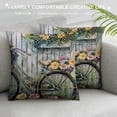thumbnail image 3 of Orinice  Vintage Bicycle Flower Pillow Cases Cushion Cover Oil Painting Bike with Beautiful Daisy Flower Butterfly Decorative Cotton Linen Throw Pillow Covers Spring Farmhouse Decor  White, 3 of 5