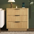 thumbnail image 5 of Hommpa Set of 2 Fluted 3 Drawers Nightstand with Charging Station, 23" Large Modern Bedside Table End Side Table for Bedroom Living Room Sofa Office, Night Stand with Storage, Curved Profile Design, 5 of 8