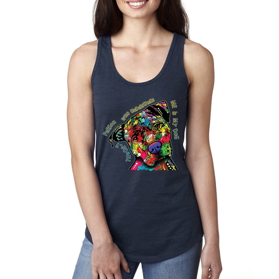 Dean Russo The Only Person Dog Lover Ladies Racerback Tank Top, Navy, X-Large