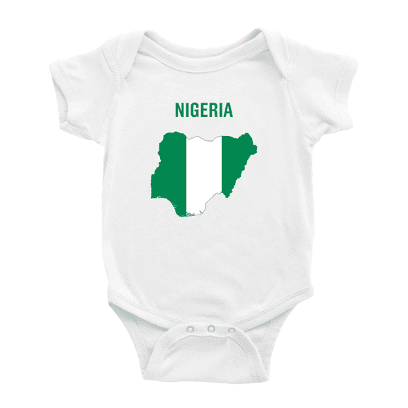 Nigeria Map Flag Cute Baby Romper (White, 6-12 Months)