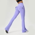 thumbnail image 3 of Sevpuikl Women's Flared Yoga Leggings High Waist Butt Lifting Tummy Control for Gym Pilates Workout Bootcut Pants Solid Color(Purple,XL), 3 of 6