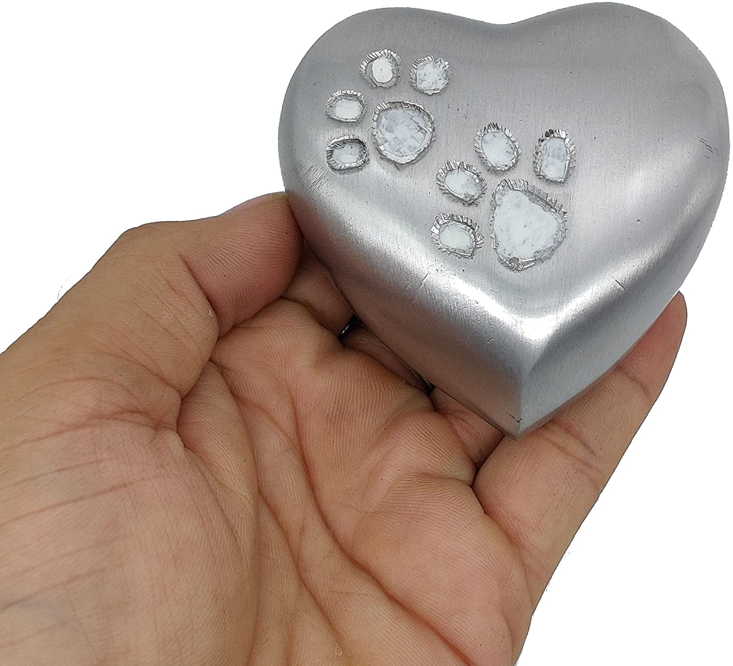 5MOONSUN5's Handcrafted Heart Urn Keepsake Cremation Paw Urn for Human pet Ashes Engraved Urn Heart Shaped - Perfect for Adults & Infants Honor Your Loved One. Comes with Brass Stand & Premium Box