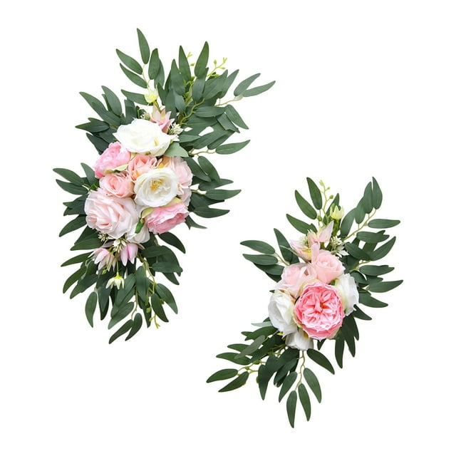 2 piezas de flores artificiales para arco de boda, guirnalda floral colgante, decoración del hogar, bienvenida Rosa