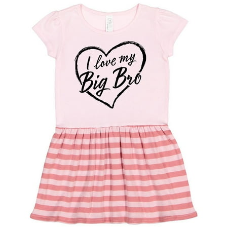 

Inktastic I Love My Big Bro in Black Chalk Heart Gift Toddler Girl Dress
