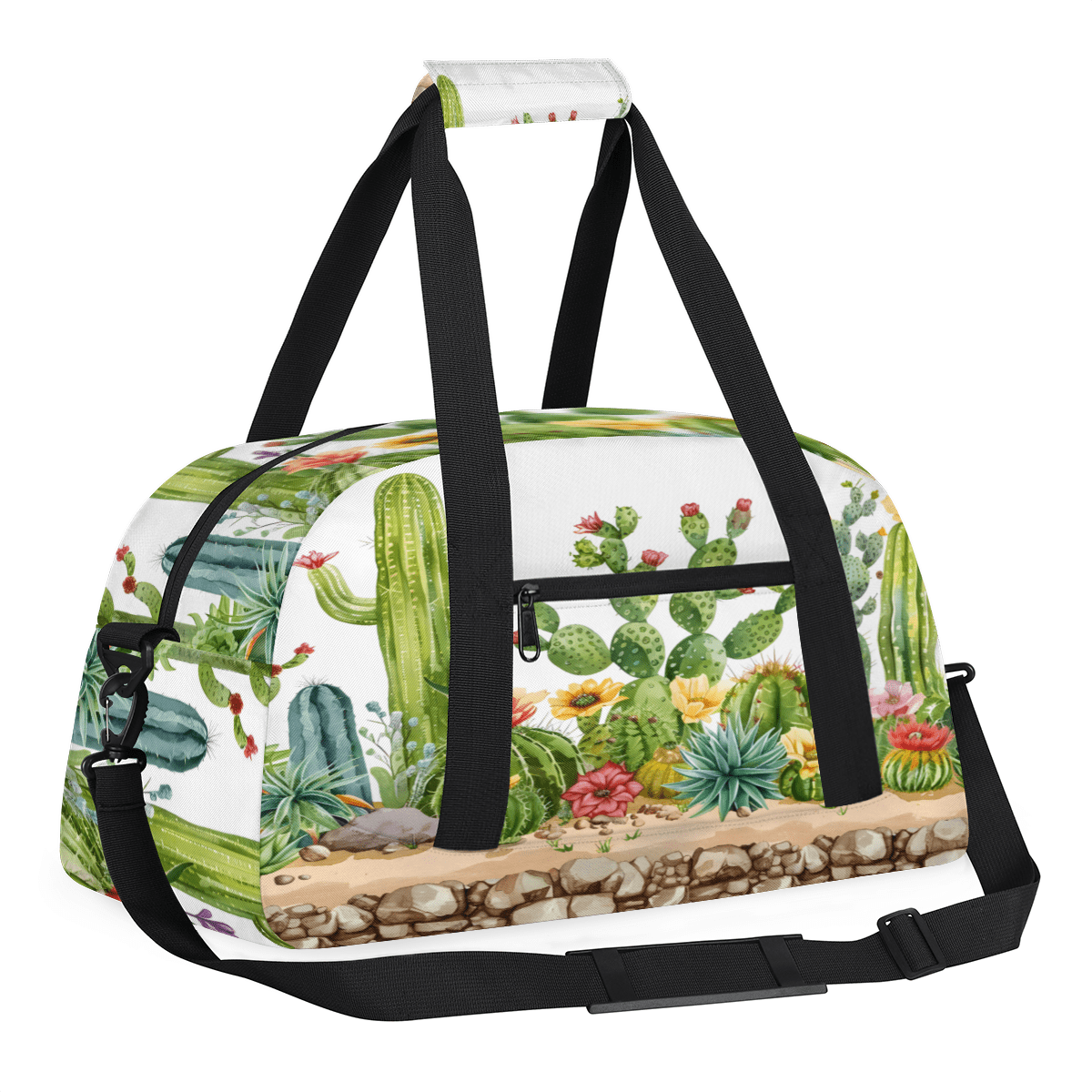 Herdesigns Sports Duffle Bags Travel Duffle Bag Gym Bag Cactus Floral Weekender Travel Bag Waterproof Overnight Bag Carry On Travel Tote Bag Dance Bags