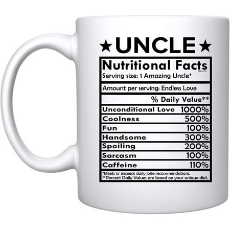 

Veracco Uncle Nutritional Facts White Ceramic Coffee Mug Funny Father s Day Birthday Gifts For New Dad Daddy Stepdad (White)