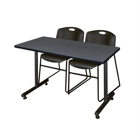 UPC: 0192357020982 | Regency 48  x 30  Kobe Training Table- Grey and 2 Zeng Stack Chairs- Black