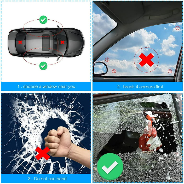 4 pack Car Window Breaker, Car Emergency Hammer Seat Belt Cutter, 2-in-1  Window Hammer Car Escape Tool, Car Safety Hammer, Car Essentials Glass
