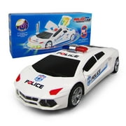 Music Light Simulation Police Car Model 5 Doors Open 360 Degree Rotatable Auto Toy Collection