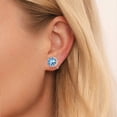 thumbnail image 4 of FindChic Pure Sterling Silver Clip On Earrings for Women, Round 8MM Cubic Zirconia Non Pierced Studs Blue Aquamarine Birthstone Earrings Birthday Mothers Day Jewelry Gifts Her Mom Lady Adults Ideas, 4 of 8